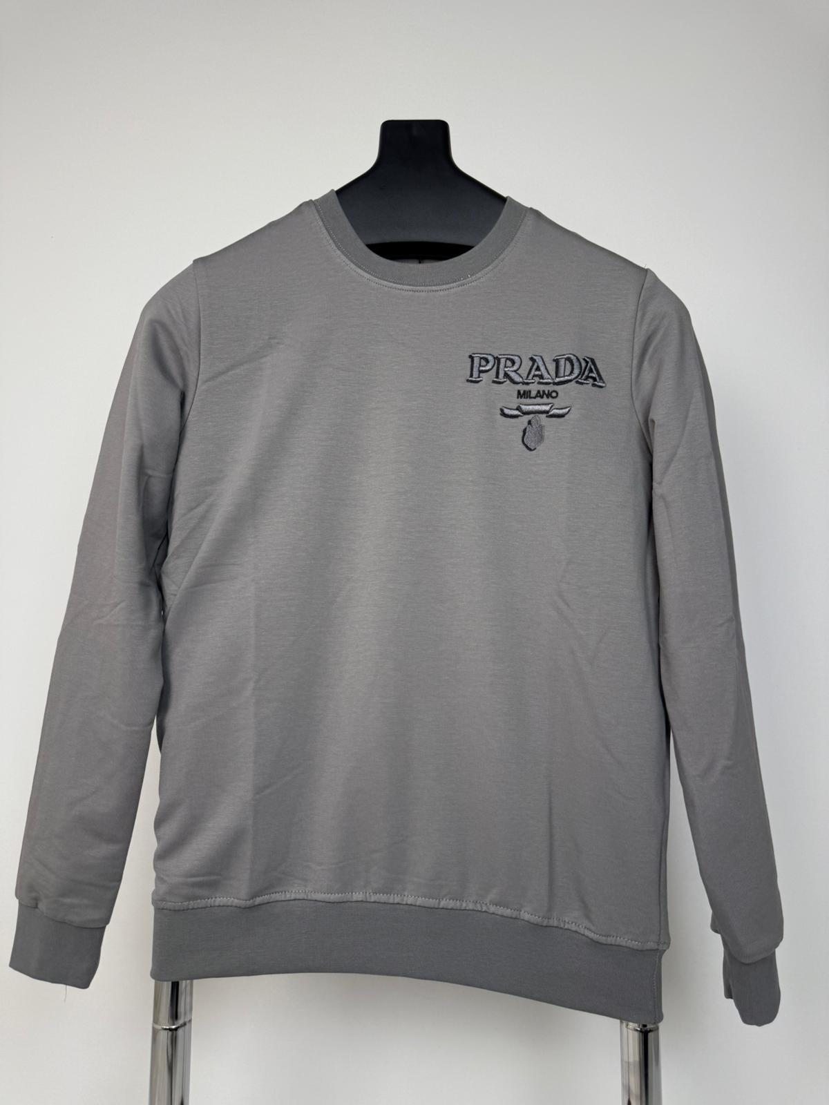 Prada Kol Nakışlı Gri Sweatshirt