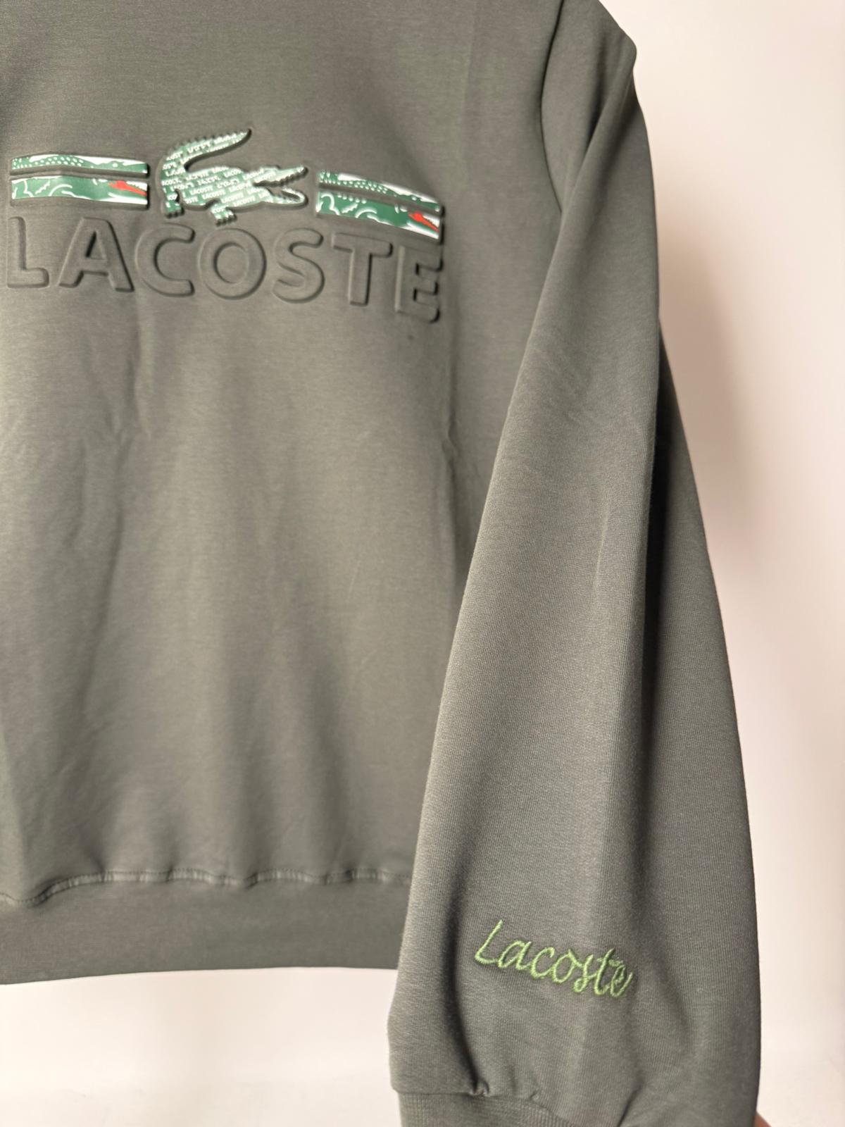 Lacoste Kabartma Baskı Kol Nakışlı Haki Sweatshirt - Görsel 2