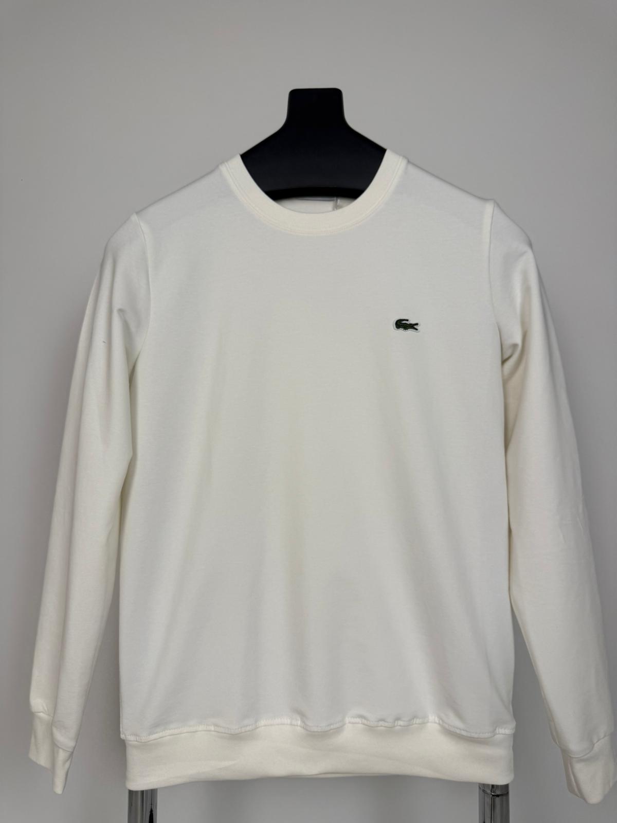 Lacoste Kol Nakış Beyaz Sweatshirt