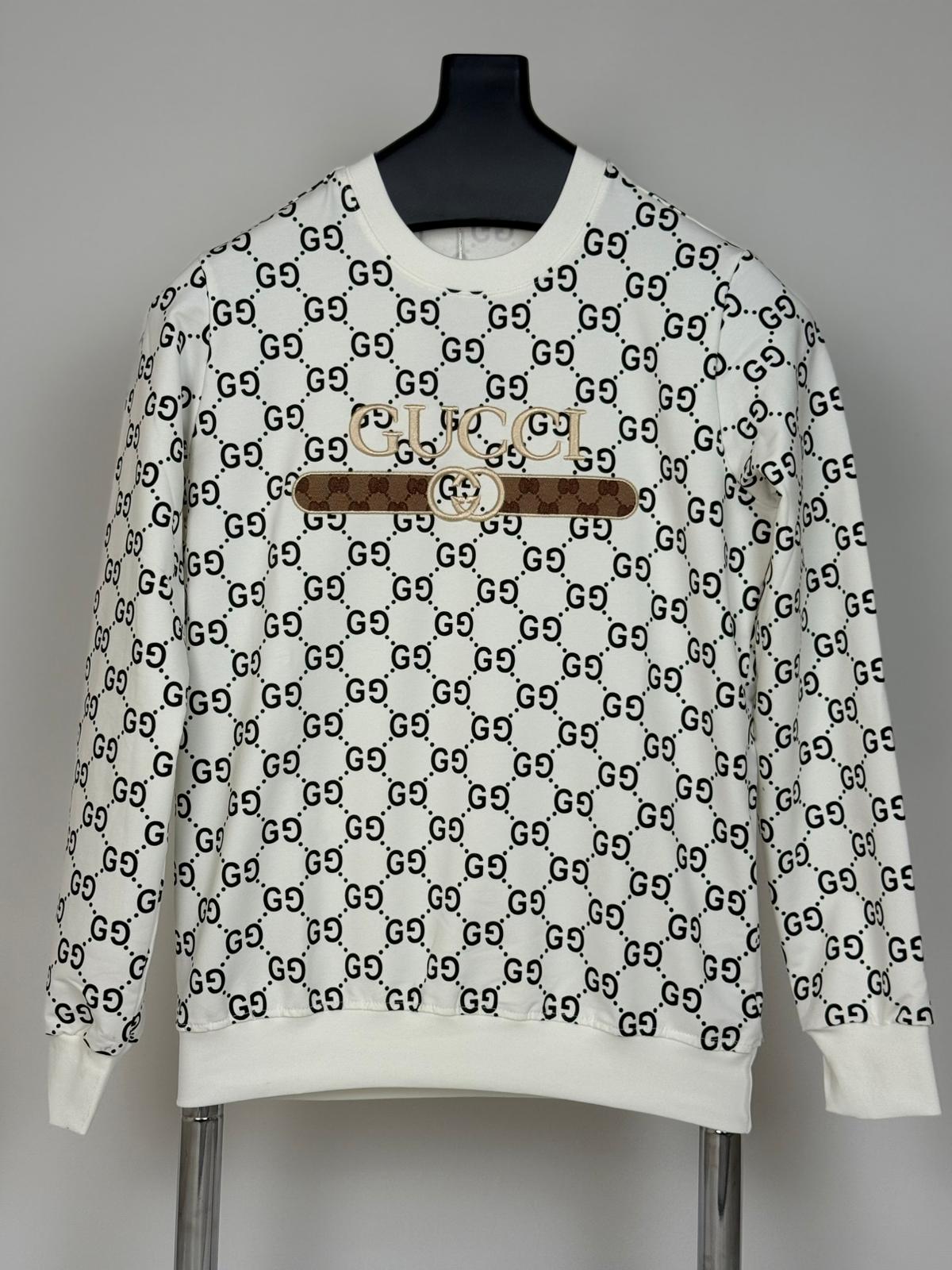 Gucci Beyaz Nakış Baskılı Sweatshirt