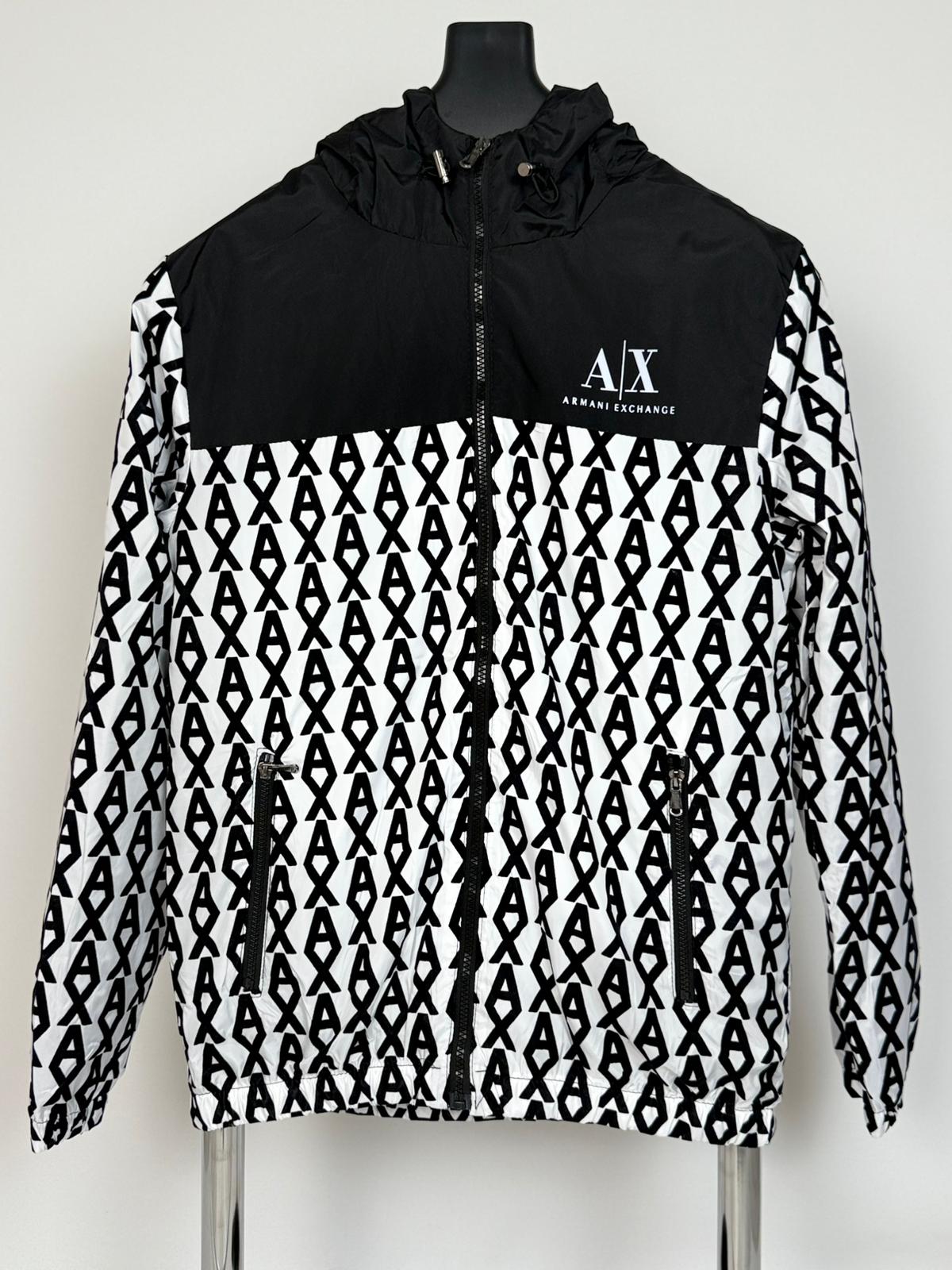 Armani Exchange AX Desenli Beyaz Yağmurluk