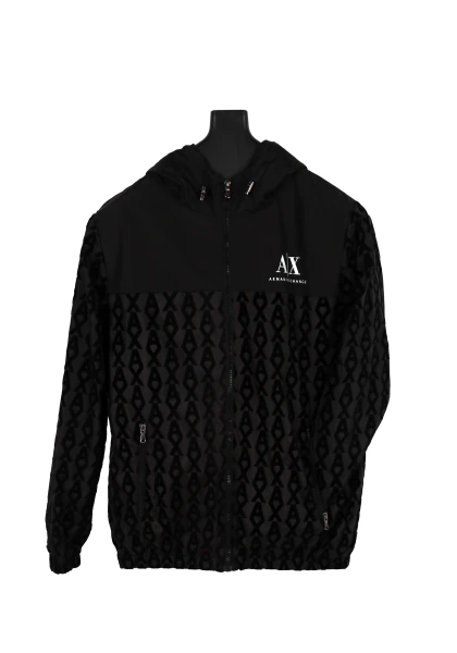 Armani Exchange AX Desenli Siyah Yağmurluk
