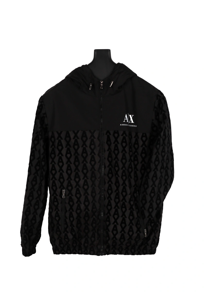 Armani Exchange AX Desenli Siyah Yağmurluk - Görsel 1